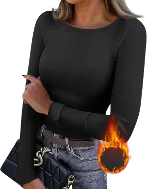 Going Out Tops for Women Y2K Long Sleeve Lightweight Tops Ribbed Crew Neck Shirts Winter Trendy Travel Clothes