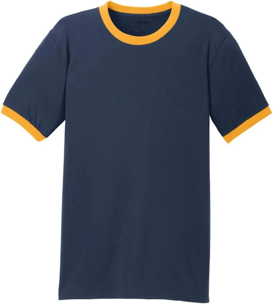 Joe's USA Men's Soft 5.4-Oz 100% Cotton Ringer T-Shirts in Adult Sizes: S-4XL