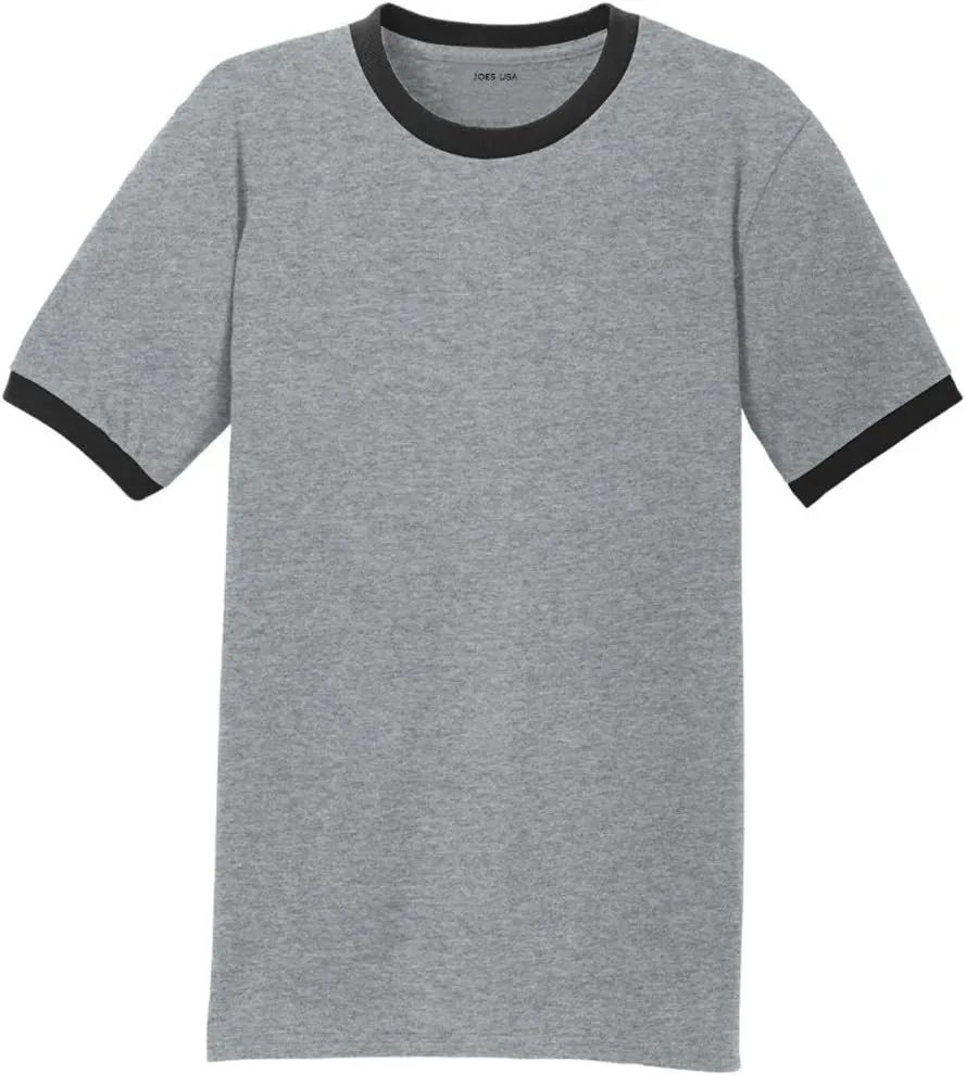 Joe's USA Men's Soft 5.4-Oz 100% Cotton Ringer T-Shirts in Adult Sizes: S-4XL