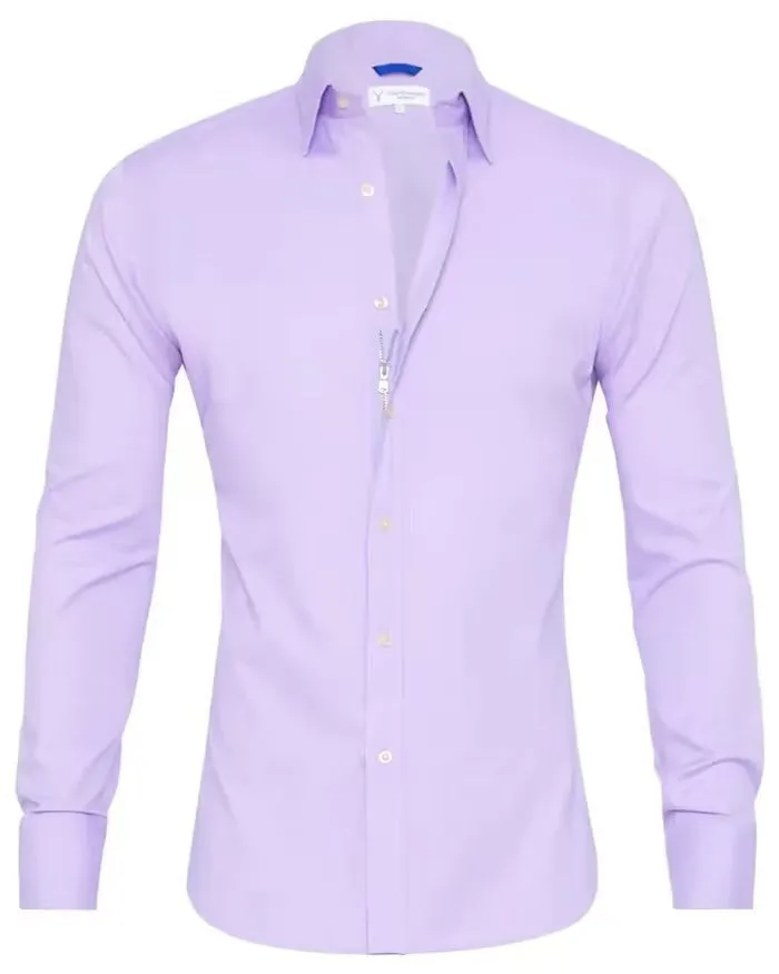Long Sleeve Zipper Shirt With Button Design Fashion Lapel Tops For Mens Clothing