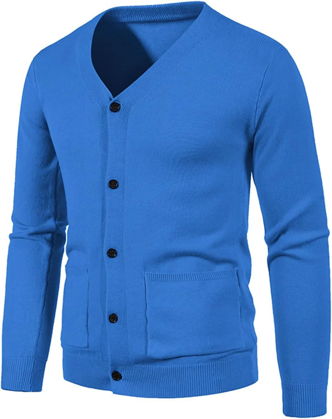 Mens Cardigan Sweaters V Neck Cable Knit Button Down Open Front Coats Long Sleeve Warm Casual Tops with Pockets