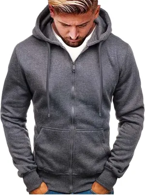 Mens Lightweight Zip Up Hoodie Drop Shoulder Long Sleeve Oversized Jacket Teens Trendy Fashion Athletic Fleece Tops
