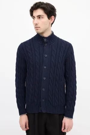 Navy Cable Knit Cardigan