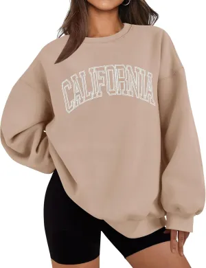 Oversized Sweatshirt for Women Casual Long Sleeve Crewneck Print Graphic Pullover Tops Comfy Loose Fleece Sweatshirt