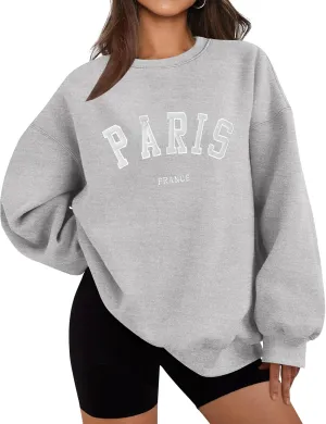 Oversized Sweatshirt for Women Casual Long Sleeve Crewneck Print Graphic Pullover Tops Comfy Loose Fleece Sweatshirt