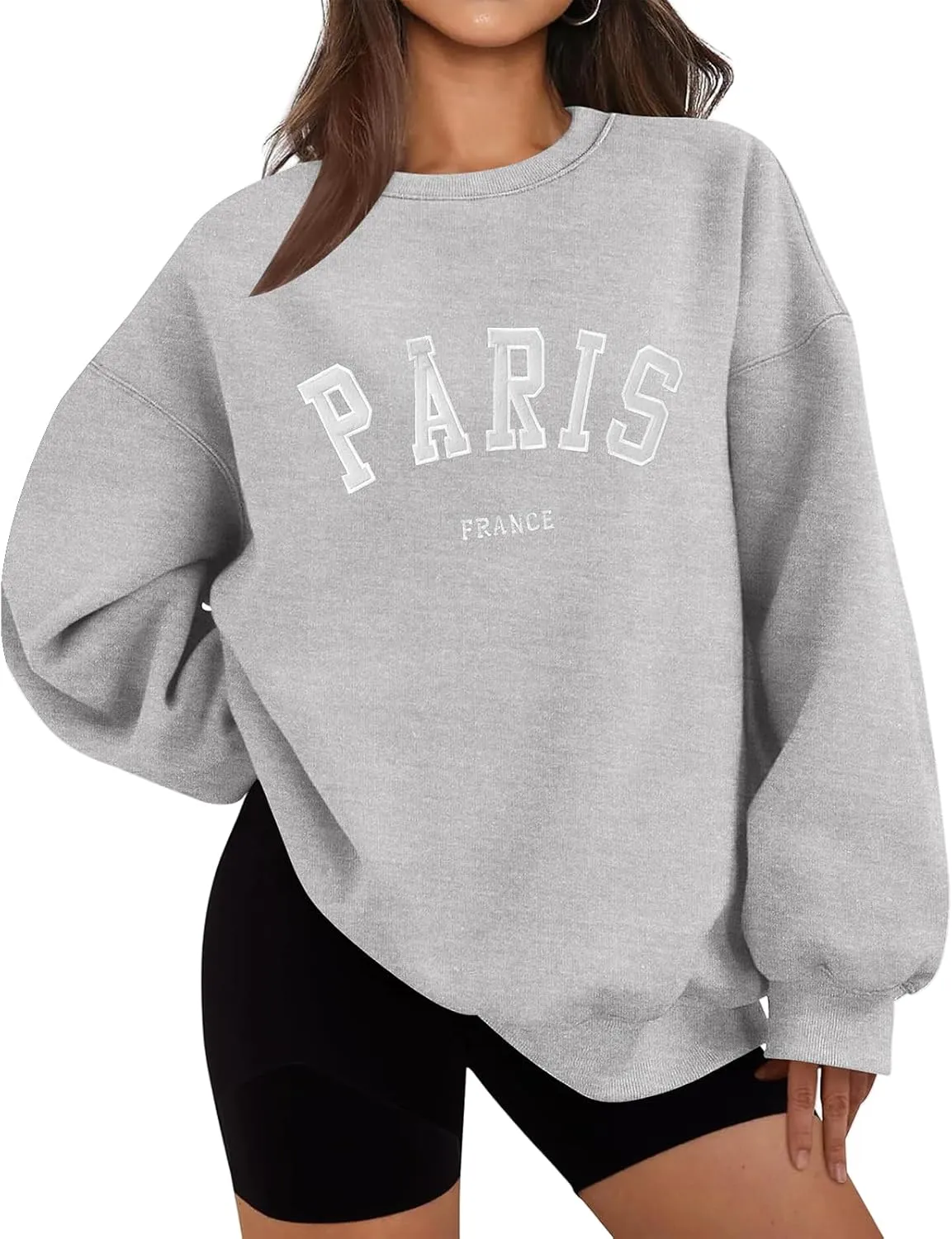 Oversized Sweatshirt for Women Casual Long Sleeve Crewneck Print Graphic Pullover Tops Comfy Loose Fleece Sweatshirt