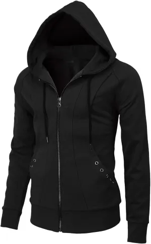tuduoms Mens Full Zip Up Track Hoodie Jacket Fleece Hooded Solid Color Sports Casual Long Sleeve Comfy Sweatshirt with Pocket