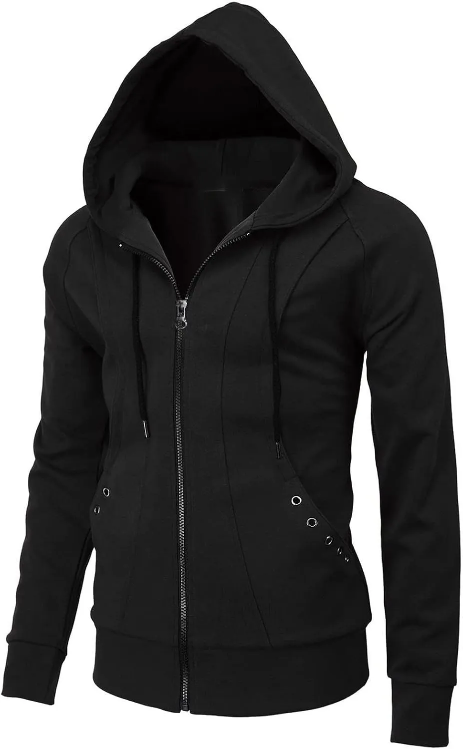 tuduoms Mens Full Zip Up Track Hoodie Jacket Fleece Hooded Solid Color Sports Casual Long Sleeve Comfy Sweatshirt with Pocket