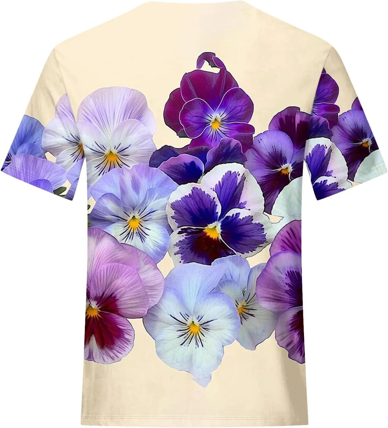 Women's Tops Summer Fashion Casual Short Sleeve Flower Printed Crew Neck Pullover Shirts Cute Tees Dressy Blouses