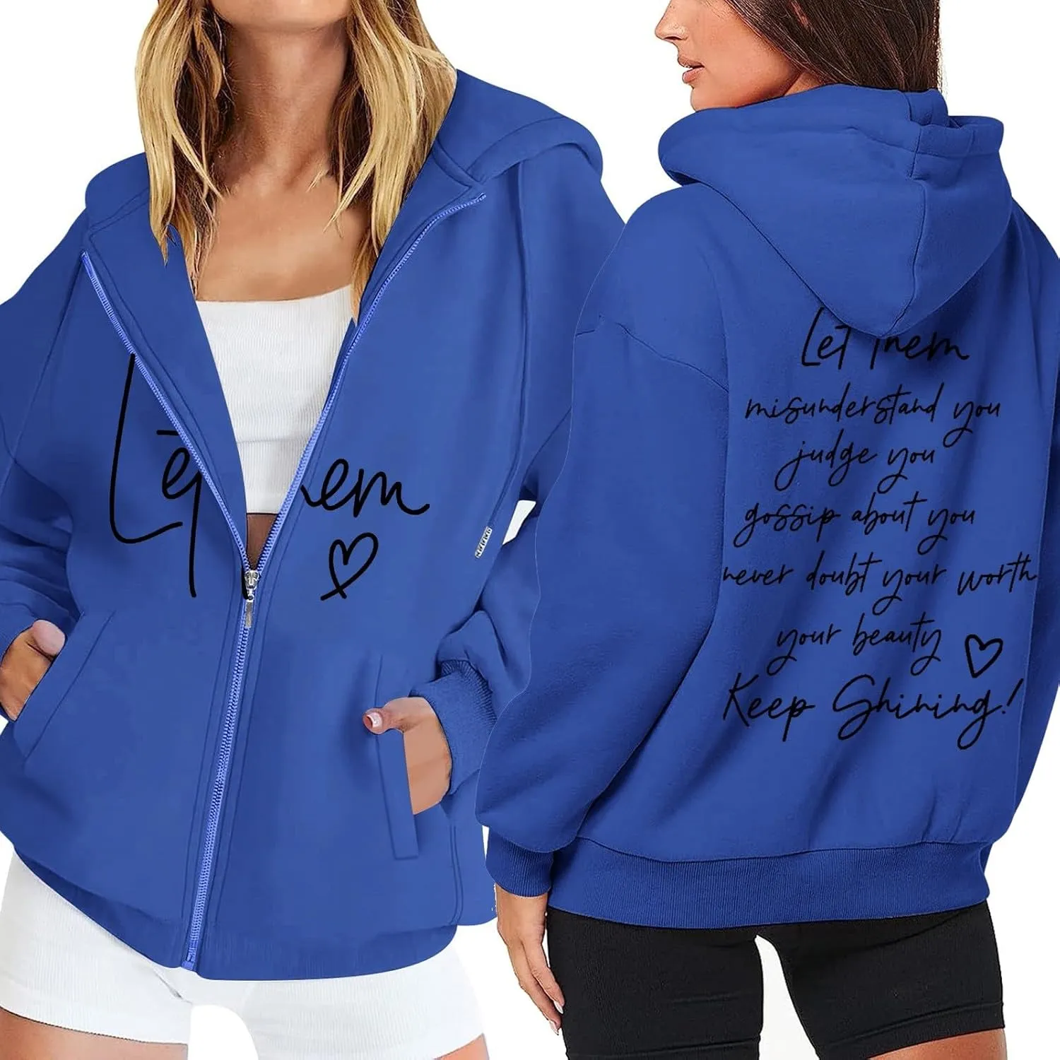 Womens Zip Up Cropped Hoodies Fleece Oversized Sweatshirts Full Zip Jackets Y2k Fall Clothes 2024 Fashion Outfits